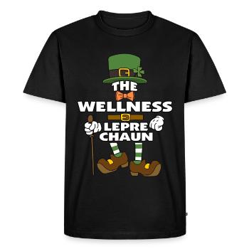 The Wellness Leprechaun St Patrick's Day - Men's Premium Organic T-Shirt - black - Front - Nico (187cm)