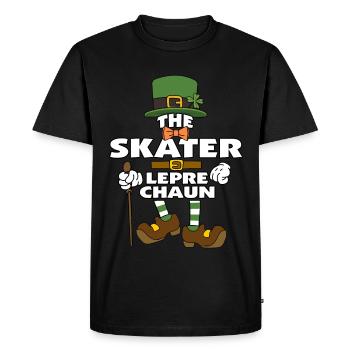 Le Skater Leprechaun St Patrick’s Day - T-shirt Premium bio Homme - noir - Devant - Nico (187cm)
