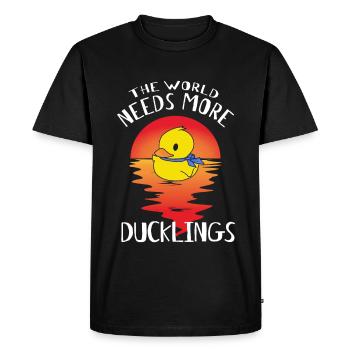 Le monde a besoin de plus de canetons - Canards jaunes - T-shirt Premium bio Homme - noir - Devant - Nico (187cm)
