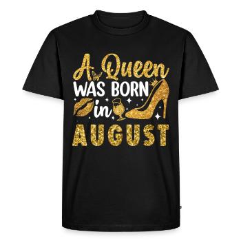 A Queen was born in August Birthday in August - Men's Premium Organic T-Shirt - black - Front - Nico (187cm)