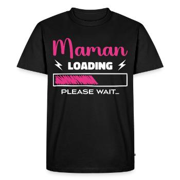 Mom loading Please Wait... - Men's Premium Organic T-Shirt - black - Front - Nico (187cm)