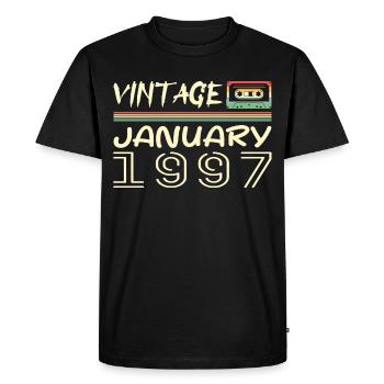 Vintage Janvier 1997 - Anniversaire Janvier 1997 - T-shirt Premium bio Homme - noir - Devant - Nico (187cm)