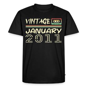 Vintage January 2011 - Birthday January 2011 - Men's Premium Organic T-Shirt - black - Front - Nico (187cm)