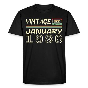 Vintage Janvier 1986 - Anniversaire Janvier 1986 - T-shirt Premium bio Homme - noir - Devant - Nico (187cm)