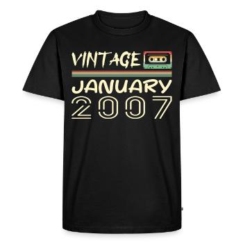 Vintage Janvier 2007 - Anniversaire Janvier 2007 - T-shirt Premium bio Homme - noir - Devant - Nico (187cm)