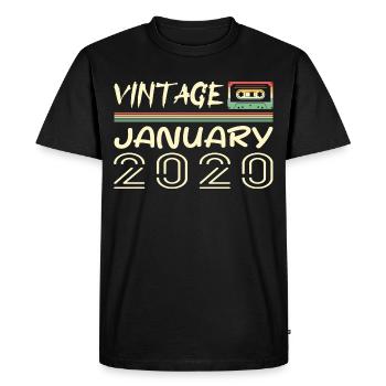 Vintage Janvier 2020 - Anniversaire Janvier 2020 - T-shirt Premium bio Homme - noir - Devant - Nico (187cm)