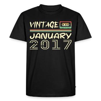 Vintage Janvier 2017 - Anniversaire Janvier 2017 - T-shirt Premium bio Homme - noir - Devant - Nico (187cm)