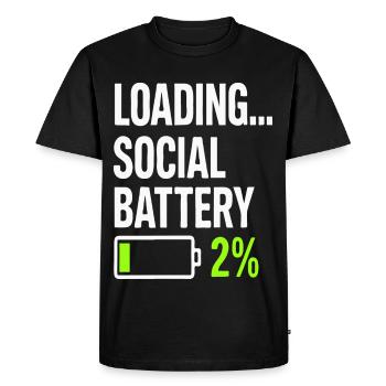 Loading Social Battery – Low Energy Funny Quote - Men's Premium Organic T-Shirt - black - Front - Nico (187cm)