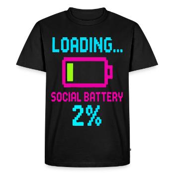 Loading Social Battery – Low Energy Funny Quote - Men's Premium Organic T-Shirt - black - Front - Nico (187cm)