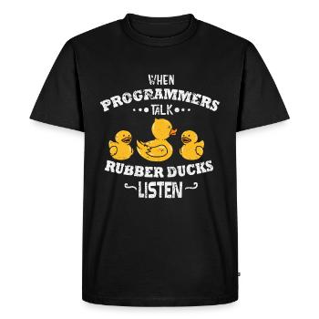 Quand les programmeurs parlent, les autres doivent écouter - T-shirt Premium bio Homme - noir - Devant - Nico (187cm)