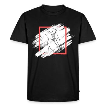 Continuous Line Art - Male Torso Portrait (white) - Men's Premium Organic T-Shirt - black - Front - Nico (187cm)