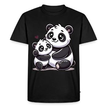 Parent panda aimant avec enfant - T-shirt Premium bio Homme - noir - Devant - Nico (187cm)