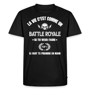 la vie c'est comme un battle royale,geek,gamer - T-shirt Premium bio Homme - noir - Devant - Nico (187cm)