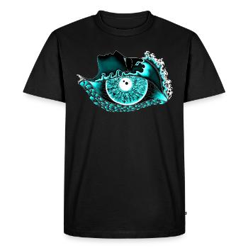 Big eye turquoise, eye, realistic - Men's Premium Organic T-Shirt - black - Front - Nico (187cm)