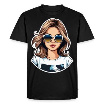 Cartoon girl character. - Men's Premium Organic T-Shirt - black - Front - Nico (187cm)
