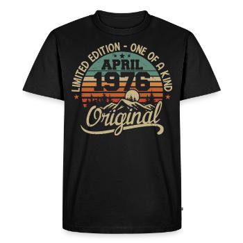 Millésime Avril 1976 - Cadeau Original April 1976 - T-shirt Premium bio Homme - noir - Devant - Nico (187cm)