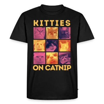Cats on Catnip – Funny Meme Design - Men's Premium Organic T-Shirt - black - Front - Nico (187cm)