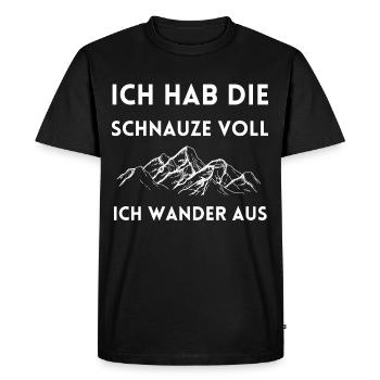 Ich hab die Schnauze voll Auswanderer Spruch - Männer Premium Bio T-Shirt - Schwarz - Vorne - Nico (187cm)