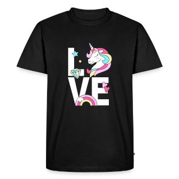 Licorne mignonne avec arc-en-ciel Licorne mignonne - T-shirt Premium bio Homme - noir - Devant - Nico (187cm)