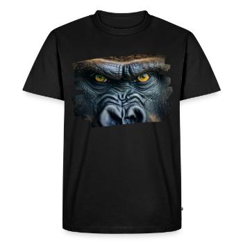 Face de Gorille / Tète de singe - T-shirt Premium bio Homme - noir - Devant - Nico (187cm)