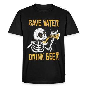 Save water Drink beer, Funny Skeleton - Men's Premium Organic T-Shirt - black - Front - Nico (187cm)