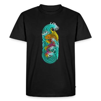 Poisson koi japonais jaune violet - T-shirt Premium bio Homme - noir - Devant - Nico (187cm)