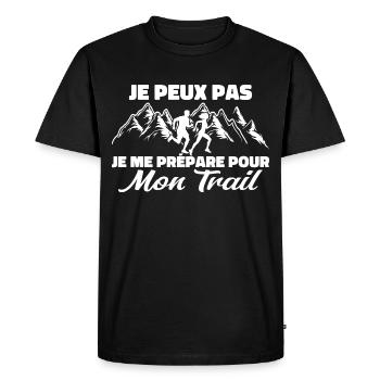 Je peux pas je me prépare pour mon trail - T-shirt Premium bio Homme - noir - Devant - Nico (187cm)