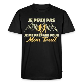 Je peux pas je me prépare pour mon trail - T-shirt Premium bio Homme - noir - Devant - Nico (187cm)