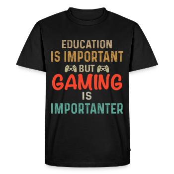 L’éducation est importante, mais le jeu est plus important - T-shirt Premium bio Homme - noir - Devant - Nico (187cm)