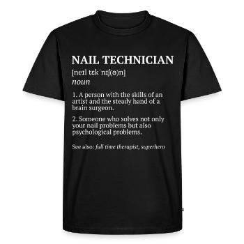 Manucure Technicienne Ongles Salon de Nail - T-shirt Premium bio Homme - noir - Devant - Nico (187cm)
