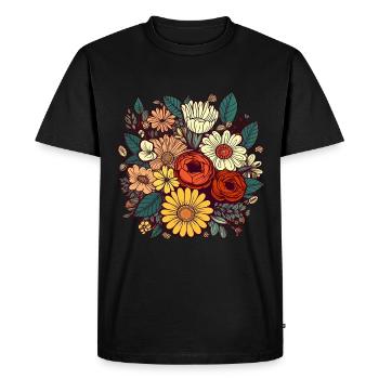 Fleurs dans le style boho retro 01 - T-shirt Premium bio Homme - noir - Devant - Nico (187cm)