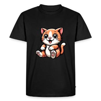 Cute cat with big eyes - Men's Premium Organic T-Shirt - black - Front - Nico (187cm)