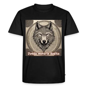 Où habite la bête : le loup celtique - T-shirt Premium bio Homme - noir - Devant - Nico (187cm)