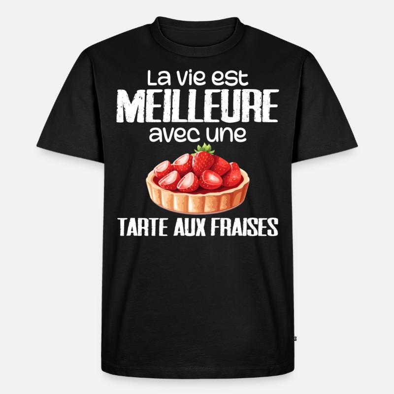 Erdbeerkuchen - Männer Premium Bio T-Shirt - Schwarz