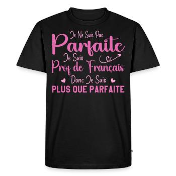 Femme Humour Professeur de Français - T-shirt Premium bio Homme - noir - Devant - Nico (187cm)