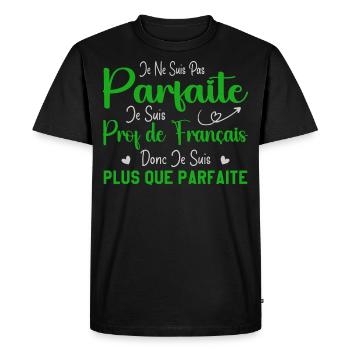 Femme Humour Professeur de Français - T-shirt Premium bio Homme - noir - Devant - Nico (187cm)