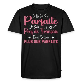 Femme Humour Professeur de Français - T-shirt Premium bio Homme - noir - Devant - Nico (187cm)