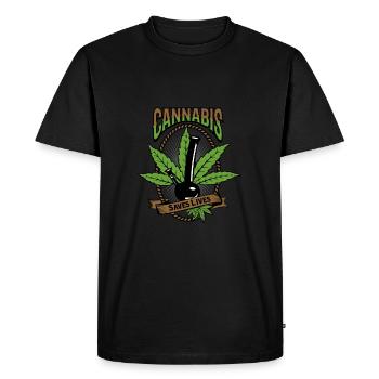 Herbe médicale au cannabis IV - T-shirt Premium bio Homme - noir - Devant - Nico (187cm)