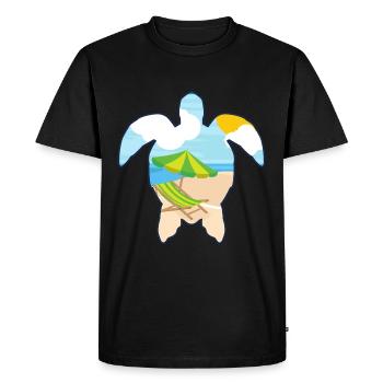 Tortue d'été / tortue / été / soleil - T-shirt Premium bio Homme - noir - Devant - Nico (187cm)