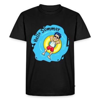 Bonjour l'été et le soleil - T-shirt Premium bio Homme - noir - Devant - Nico (187cm)