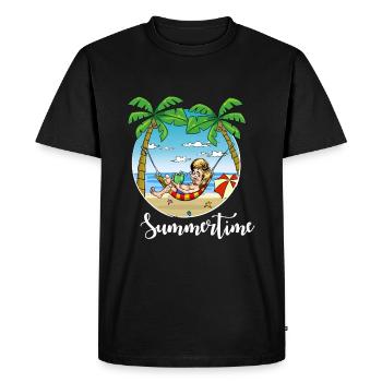Profitez de l'été et du soleil - T-shirt Premium bio Homme - noir - Devant - Nico (187cm)