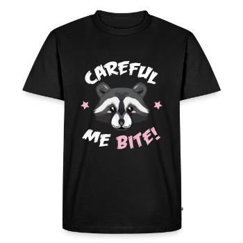 Raton laveur - fais attention, je mords - T-shirt Premium bio Homme - noir - Devant - Nico (187cm)