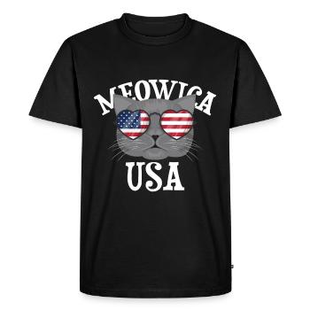 Meowica USA Cat (cat) - Men's Premium Organic T-Shirt - black - Front - Nico (187cm)