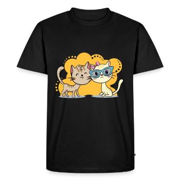 Amour de chat - T-shirt Premium bio Homme - noir - Devant - Nico (187cm)