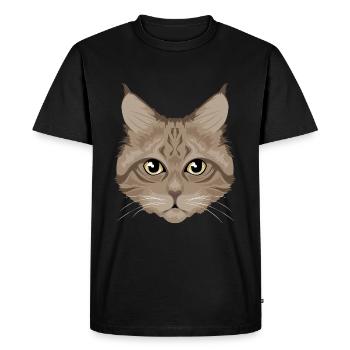 Chat / chat brun - T-shirt Premium bio Homme - noir - Devant - Nico (187cm)