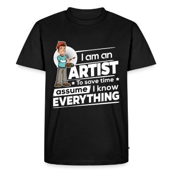 Artist - Save time I am right - Men's Premium Organic T-Shirt - black - Front - Nico (187cm)