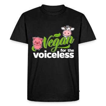 Vegan for the voiceless (cow) - Men's Premium Organic T-Shirt - black - Front - Nico (187cm)