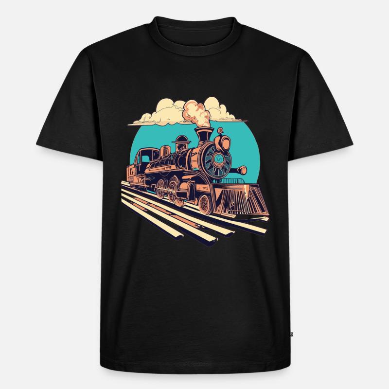 Bahnhof - Männer Premium Bio T-Shirt - Schwarz
