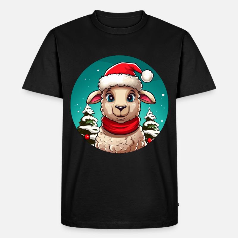 Schafe Weihnachten - Männer Premium Bio T-Shirt - Schwarz