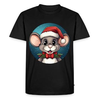 Souris Noël - T-shirt Premium bio Homme - noir - Devant - Nico (187cm)